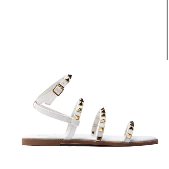 White pyramid stud gladiator sandals - Picture 5 of 9